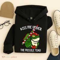 K.iss Me Under The Missile Toad Funny Christmas Holiday Joke Hoodie thumb 4
