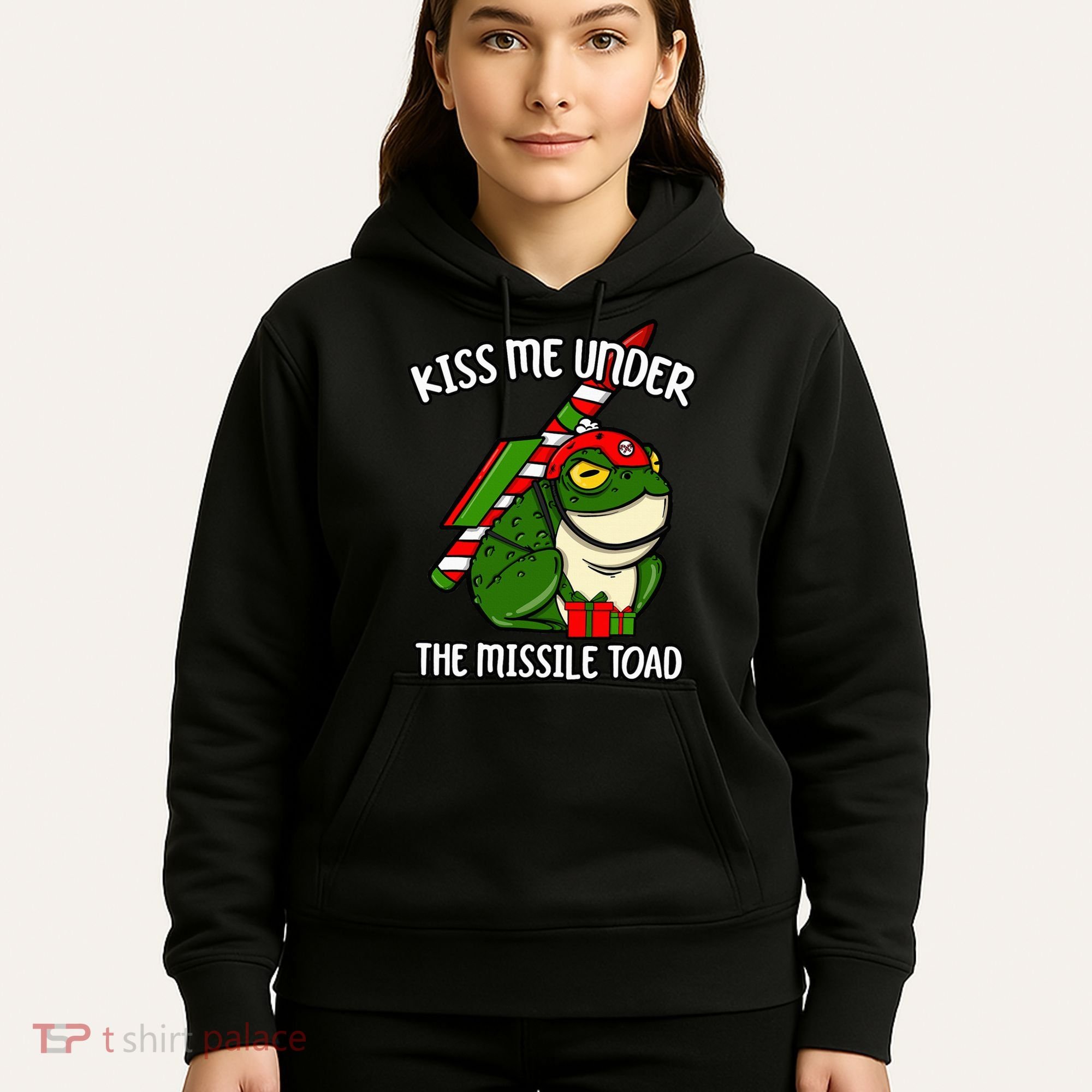 K.iss Me Under The Missile Toad Funny Christmas Holiday Joke Hoodie