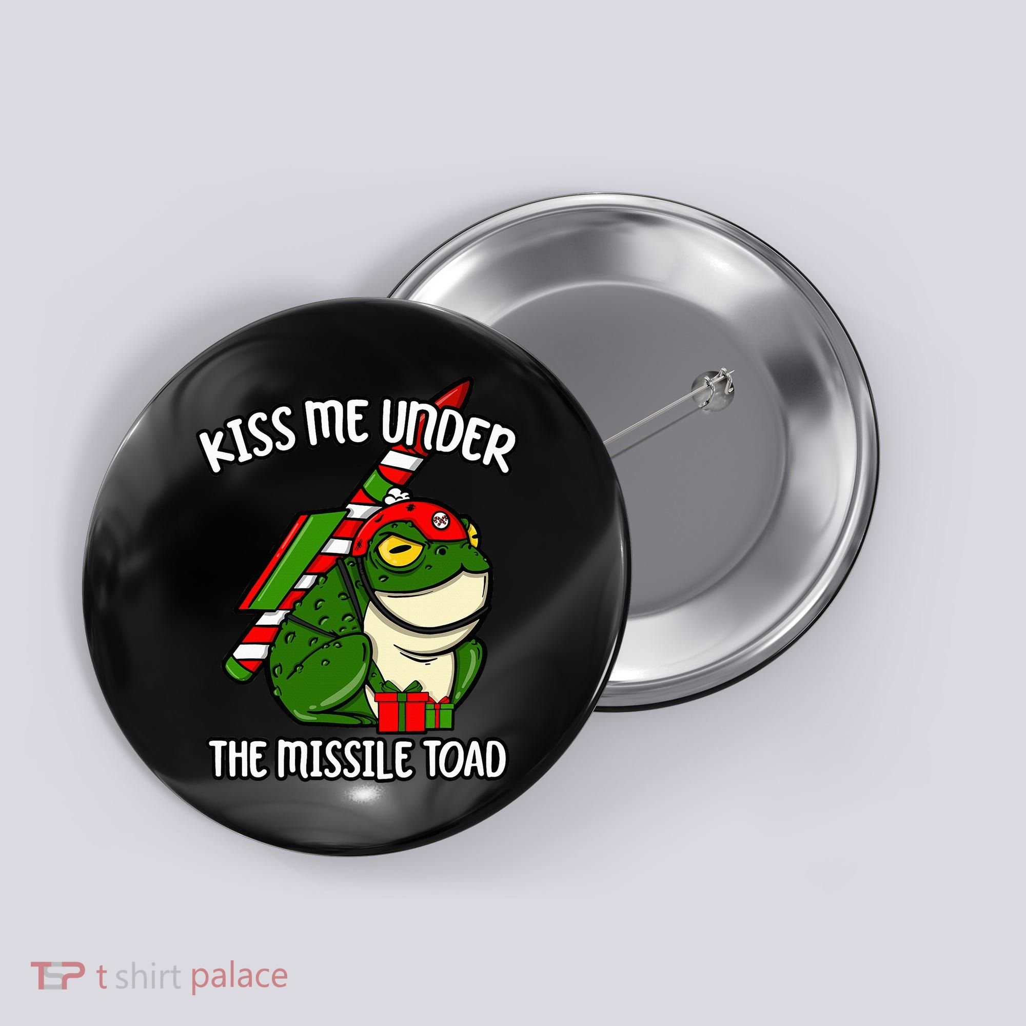K.iss Me Under The Missile Toad Funny Christmas Holiday Joke Button
