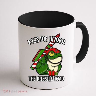 K.iss Me Under The Missile Toad Funny Christmas Holiday Joke Coffee Mug back