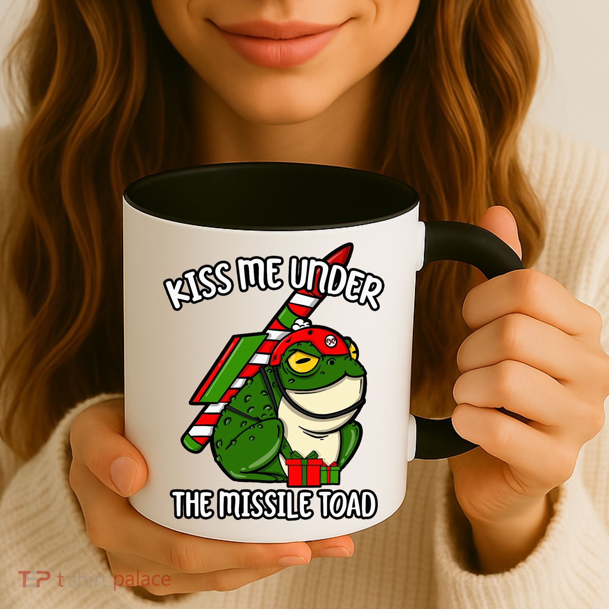K.iss Me Under The Missile Toad Funny Christmas Holiday Joke Coffee Mug