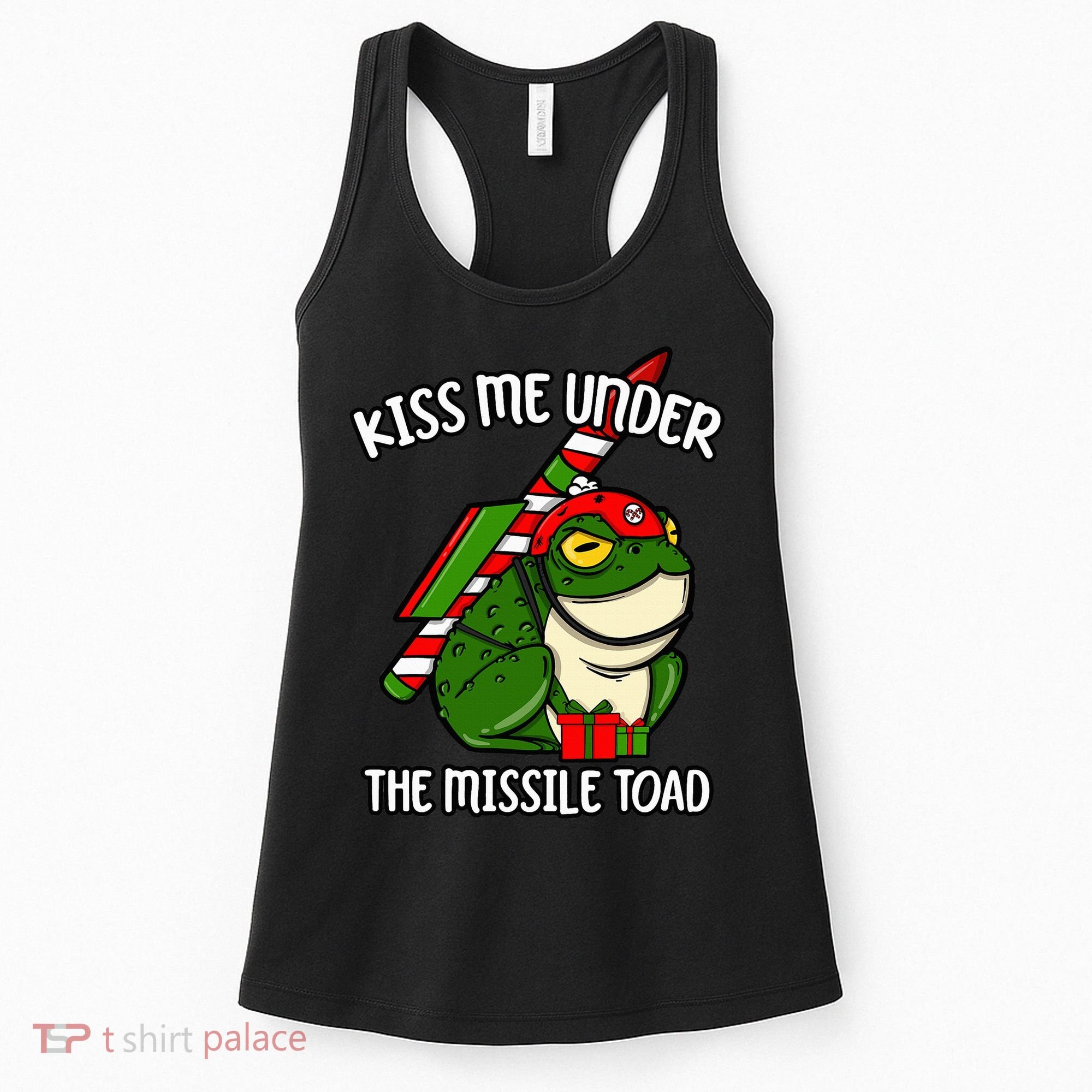 K.iss Me Under The Missile Toad Funny Christmas Holiday Joke Women's Tank Top