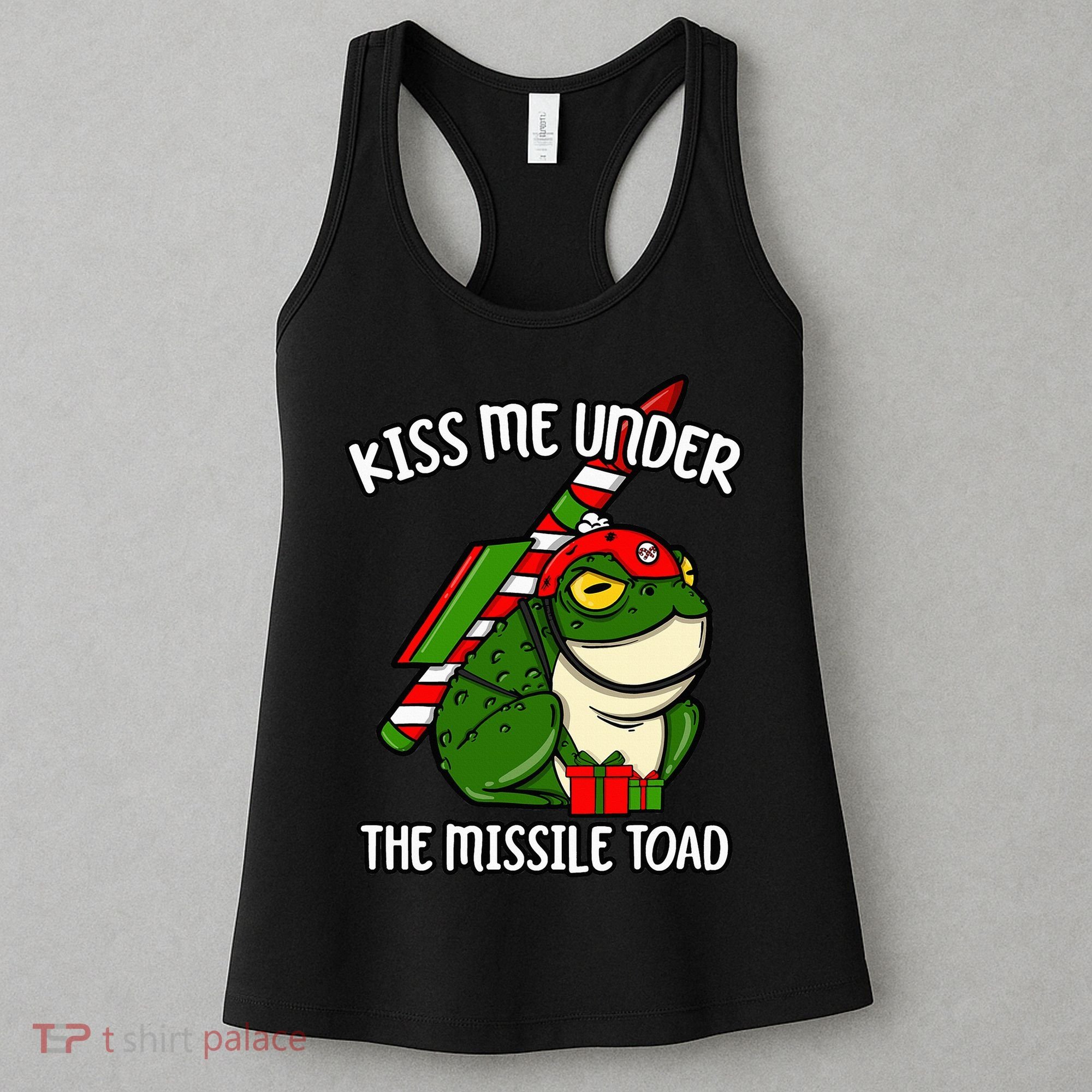 K.iss Me Under The Missile Toad Funny Christmas Holiday Joke Women's Tank Top