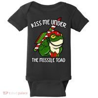 K.iss Me Under The Missile Toad Funny Christmas Holiday Joke Baby Bodysuit thumb 0