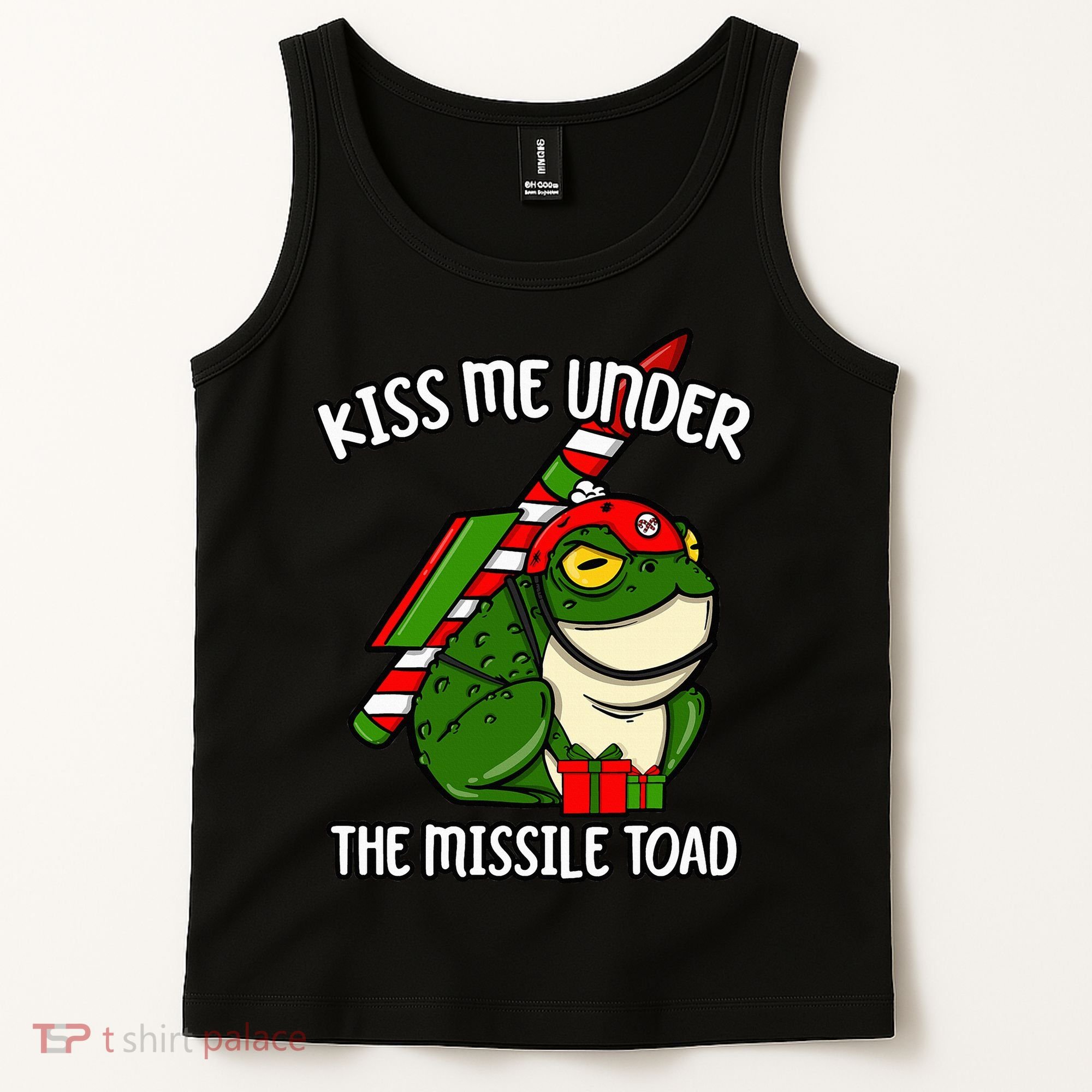 K.iss Me Under The Missile Toad Funny Christmas Holiday Joke Tank Top