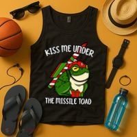 K.iss Me Under The Missile Toad Funny Christmas Holiday Joke Tank Top thumb 4