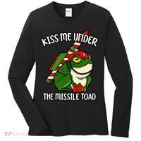K.iss Me Under The Missile Toad Funny Christmas Holiday Joke Women's Long Sleeve Shirt thumb 0