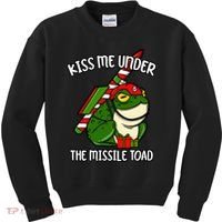 K.iss Me Under The Missile Toad Funny Christmas Holiday Joke Kids Sweatshirt thumb 0