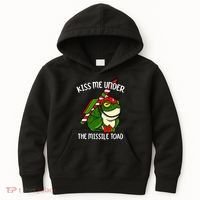 K.iss Me Under The Missile Toad Funny Christmas Holiday Joke Kids Hoodie thumb 0
