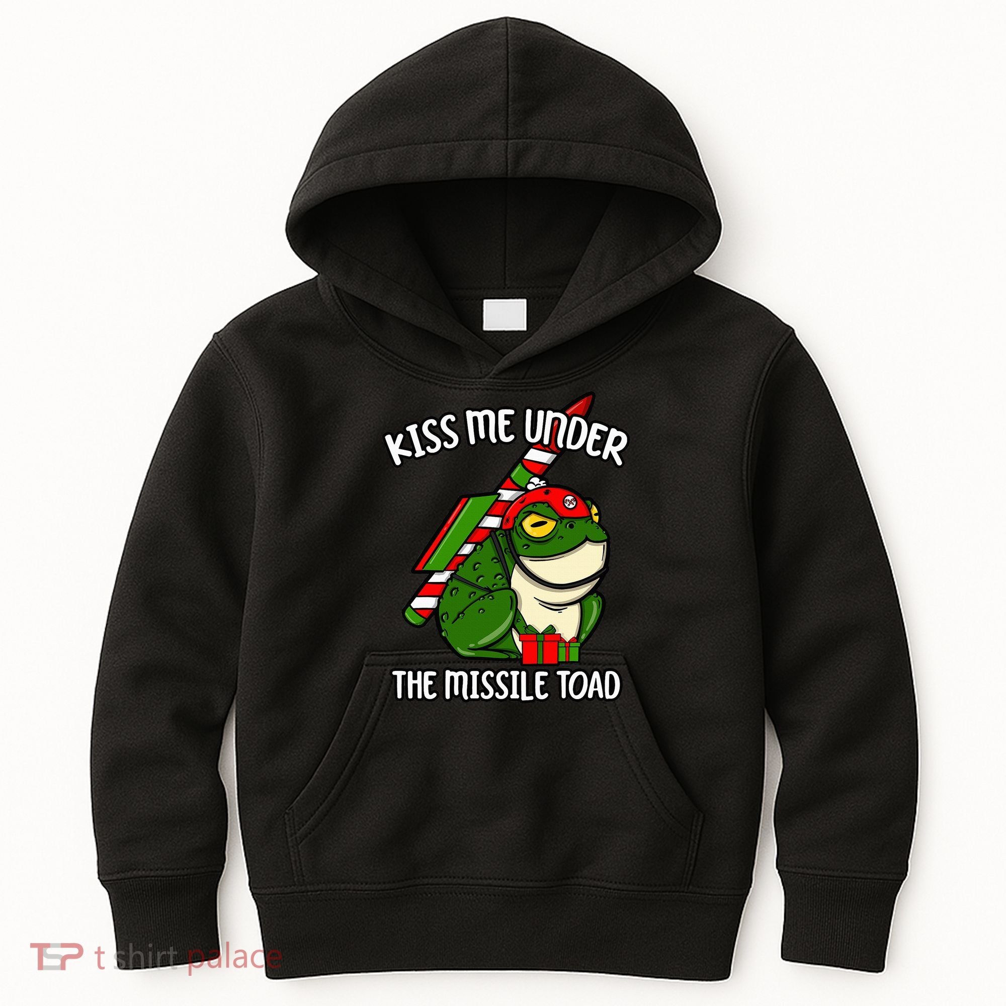 K.iss Me Under The Missile Toad Funny Christmas Holiday Joke Kids Hoodie