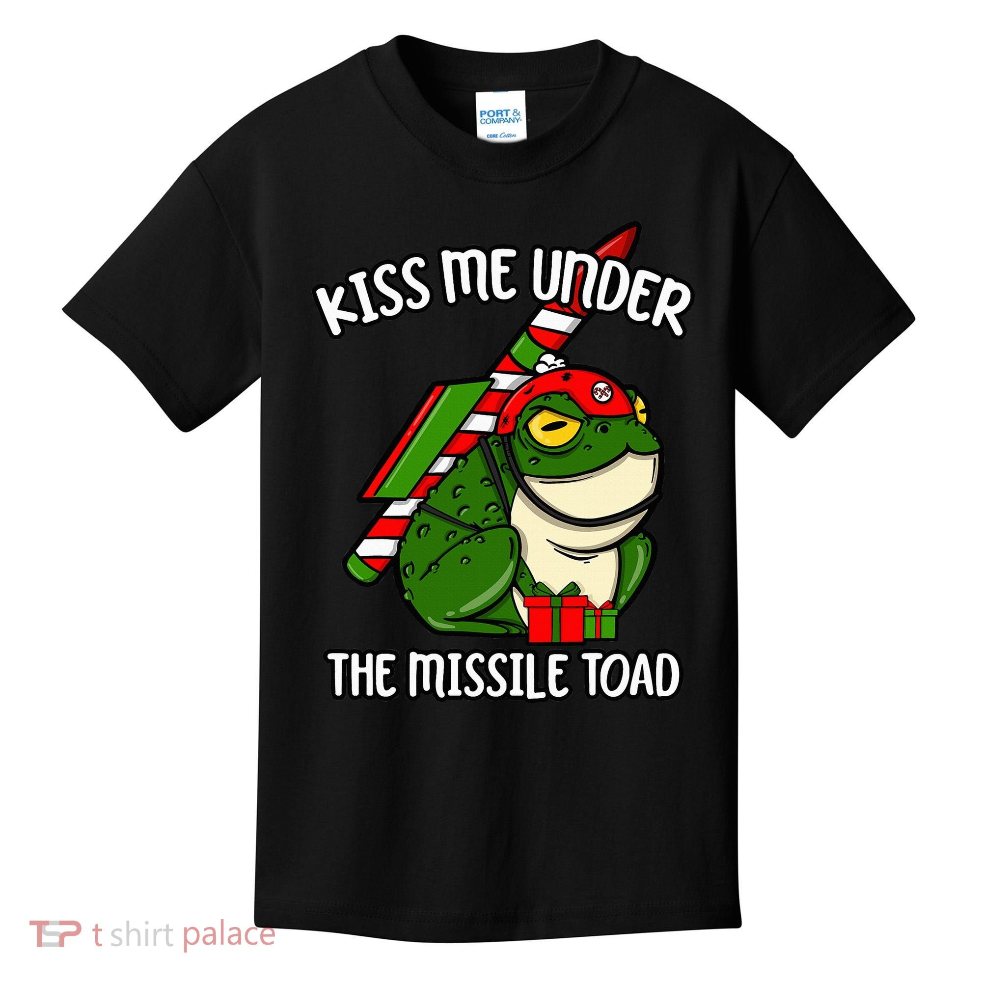 K.iss Me Under The Missile Toad Funny Christmas Holiday Joke Kids T-Shirt