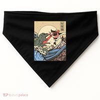 Kaiju Monster Vs Cat Laser Eye Fight Japanese Zilla USA-Made Doggie Bandana thumb 0