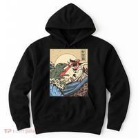 Kaiju Monster Vs Cat Laser Eye Fight Japanese Zilla Hoodie thumb 0