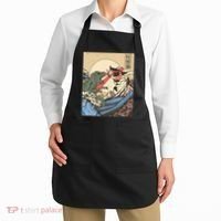 Kaiju Monster Vs Cat Laser Eye Fight Japanese Zilla Apron thumb 2