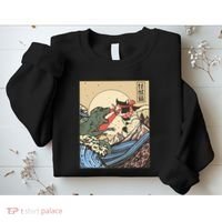 Kaiju Monster Vs Cat Laser Eye Fight Japanese Zilla Sweatshirt thumb 2