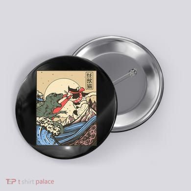 Kaiju Monster Vs Cat Laser Eye Fight Japanese Zilla Button