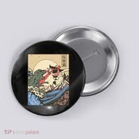 Kaiju Monster Vs Cat Laser Eye Fight Japanese Zilla Button thumb 0