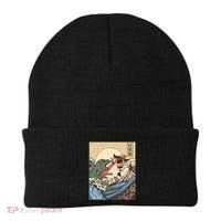 Kaiju Monster Vs Cat Laser Eye Fight Japanese Zilla Beanie thumb 0