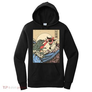 Kaiju Monster Vs Cat Laser Eye Fight Japanese Zilla Women's Hoodie