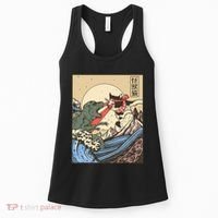 Kaiju Monster Vs Cat Laser Eye Fight Japanese Zilla Women's Tank Top thumb 0