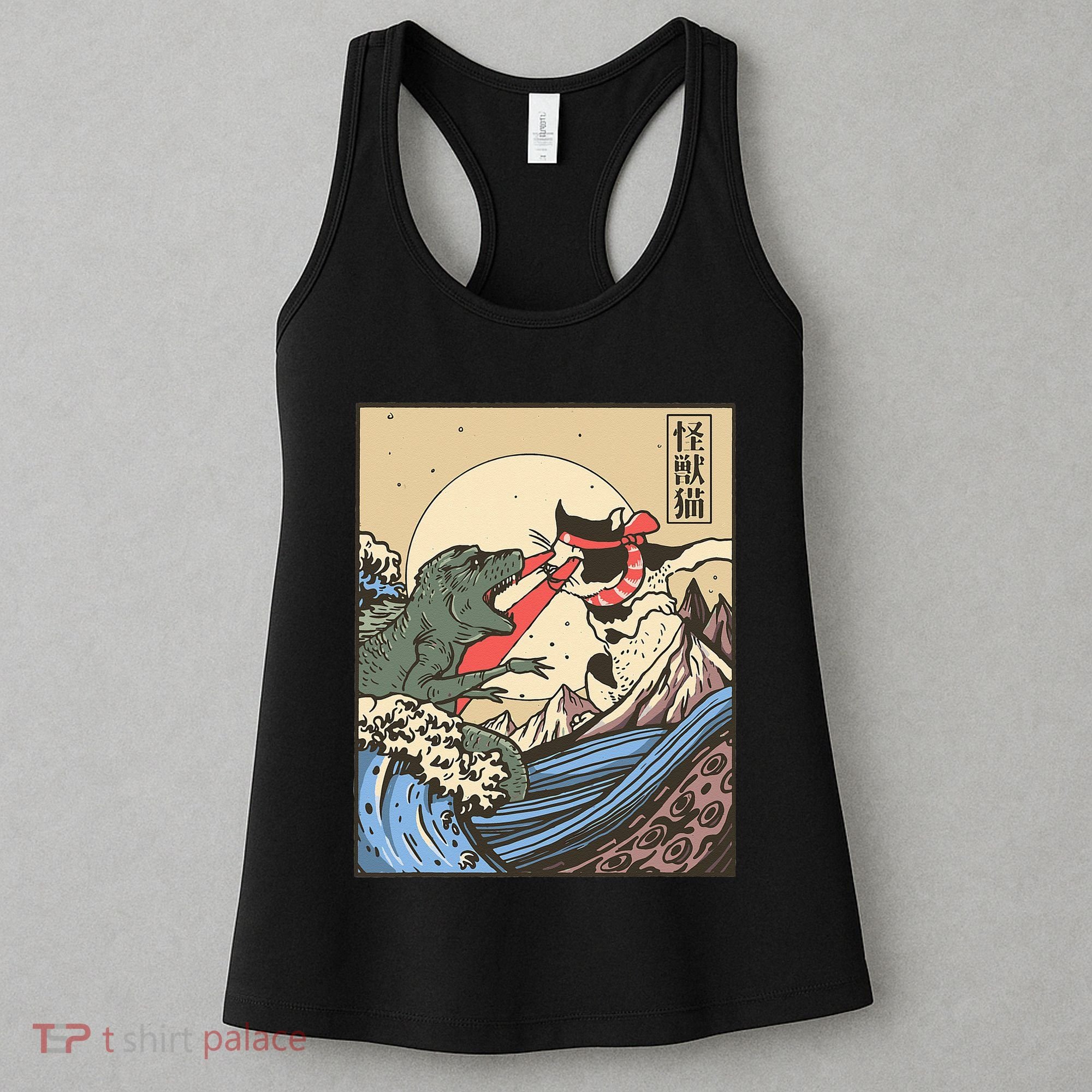 Kaiju Monster Vs Cat Laser Eye Fight Japanese Zilla Women's Tank Top