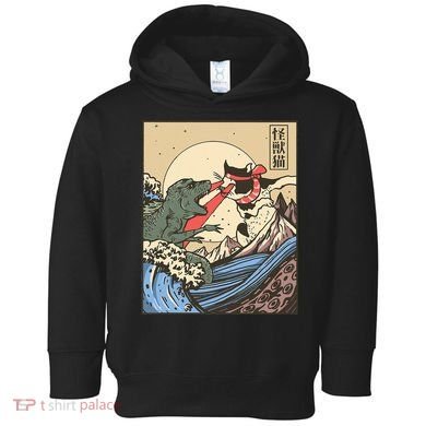 Kaiju Monster Vs Cat Laser Eye Fight Japanese Zilla Toddler Hoodie