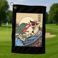 Kaiju Monster Vs Cat Laser Eye Fight Japanese Zilla Golf Towel thumb 1