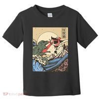 Kaiju Monster Vs Cat Laser Eye Fight Japanese Zilla Toddler T-Shirt thumb 0