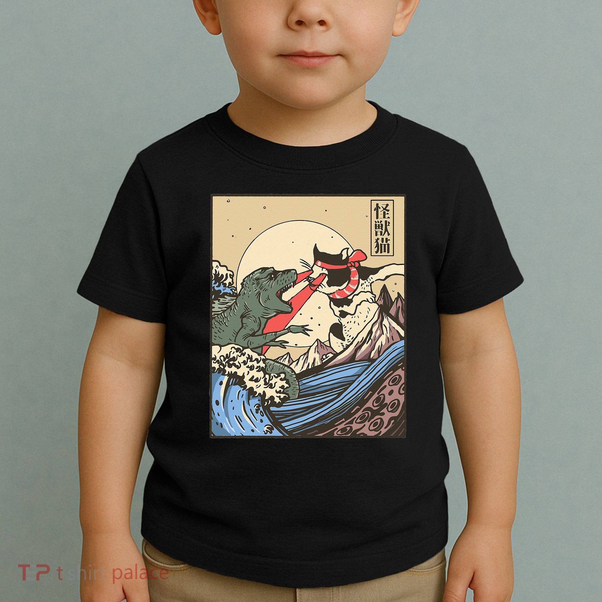 Kaiju Monster Vs Cat Laser Eye Fight Japanese Zilla Toddler T-Shirt