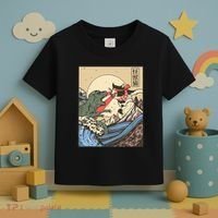 Kaiju Monster Vs Cat Laser Eye Fight Japanese Zilla Toddler T-Shirt thumb 3