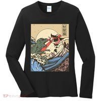 Kaiju Monster Vs Cat Laser Eye Fight Japanese Zilla Women's Long Sleeve Shirt thumb 0