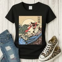 Kaiju Monster Vs Cat Laser Eye Fight Japanese Zilla Women's T-Shirt thumb 3
