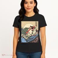 Kaiju Monster Vs Cat Laser Eye Fight Japanese Zilla Women's T-Shirt thumb 4