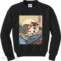 Kaiju Monster Vs Cat Laser Eye Fight Japanese Zilla Kids Sweatshirt thumb 0