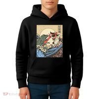 Kaiju Monster Vs Cat Laser Eye Fight Japanese Zilla Kids Hoodie thumb 4