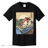 Kaiju Monster Vs Cat Laser Eye Fight Japanese Zilla Kids T-Shirt thumb 0