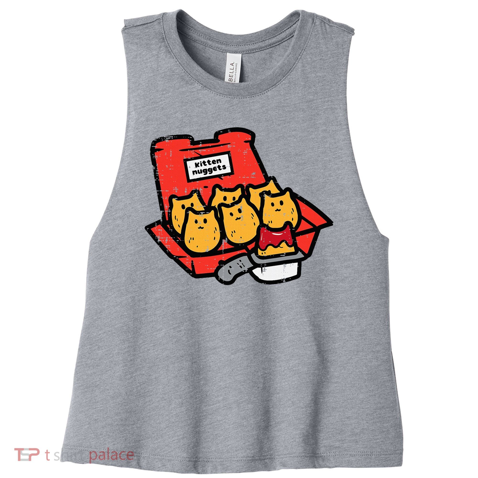 Kitten Nuggets Cute Fast Food Cat Food Lover Women's Racerback Cropped Tank