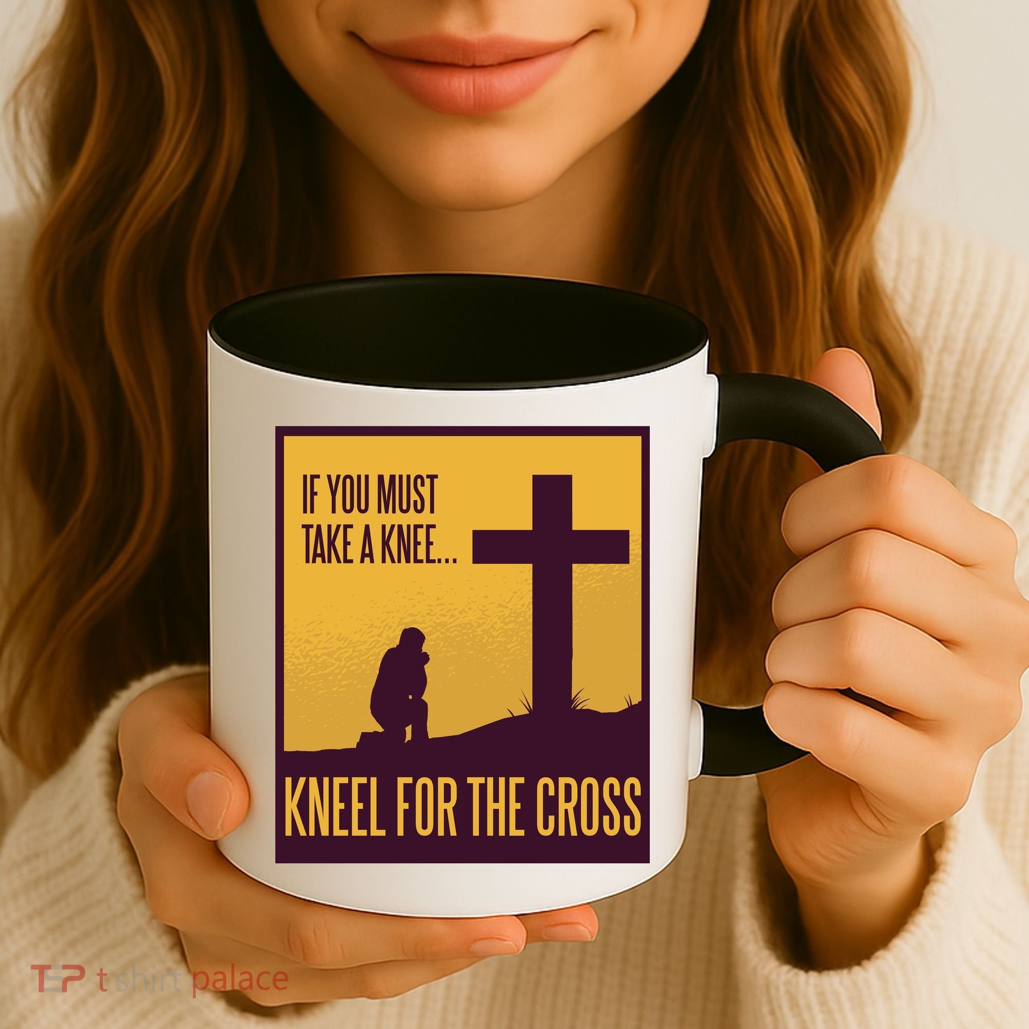 Kneel For The Cross Christian Coffee Mug