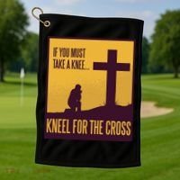Kneel For The Cross Christian Golf Towel thumb 1