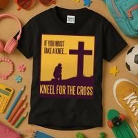 Kneel For The Cross Christian Kids T-Shirt thumb 3