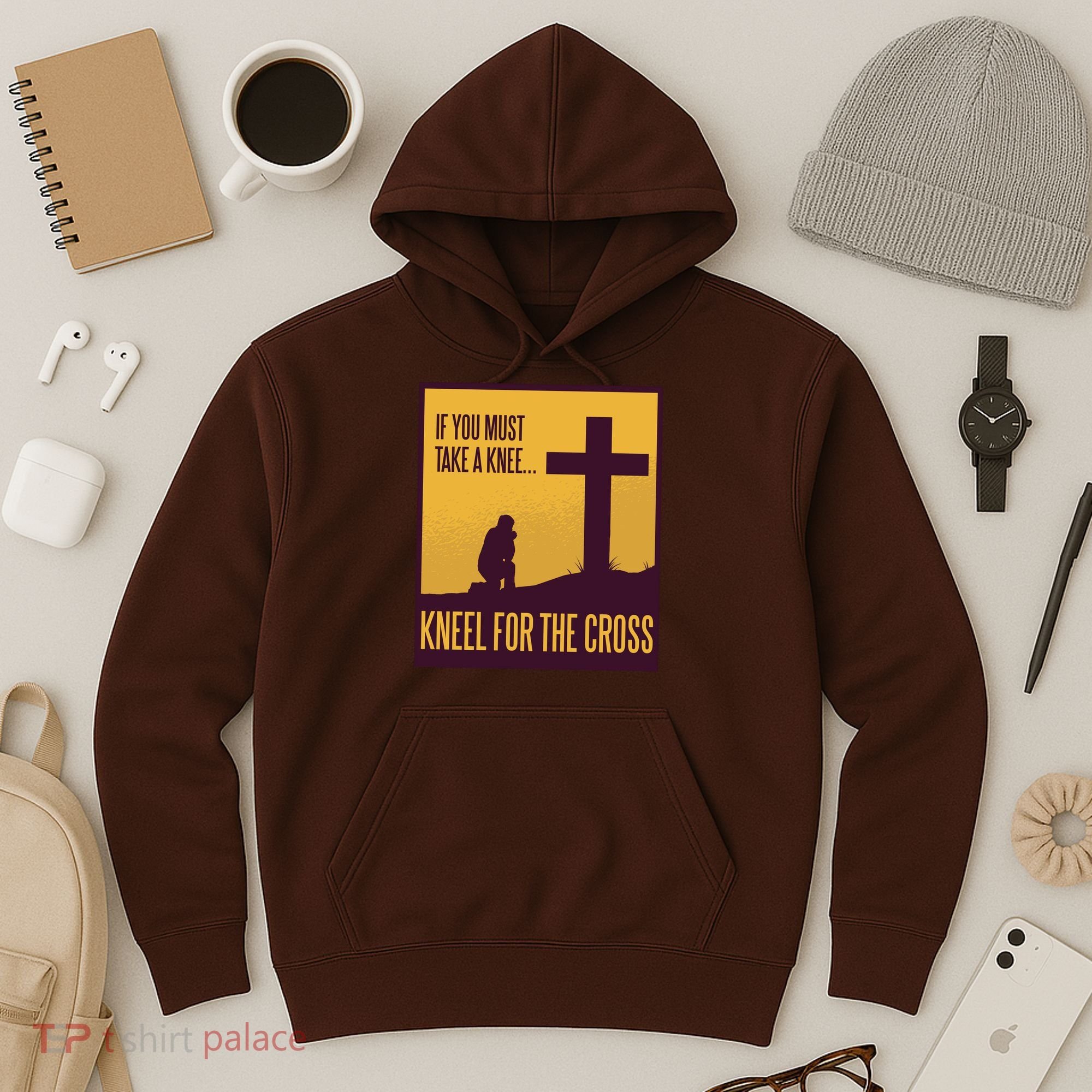 Kneel For The Cross Christian Hoodie