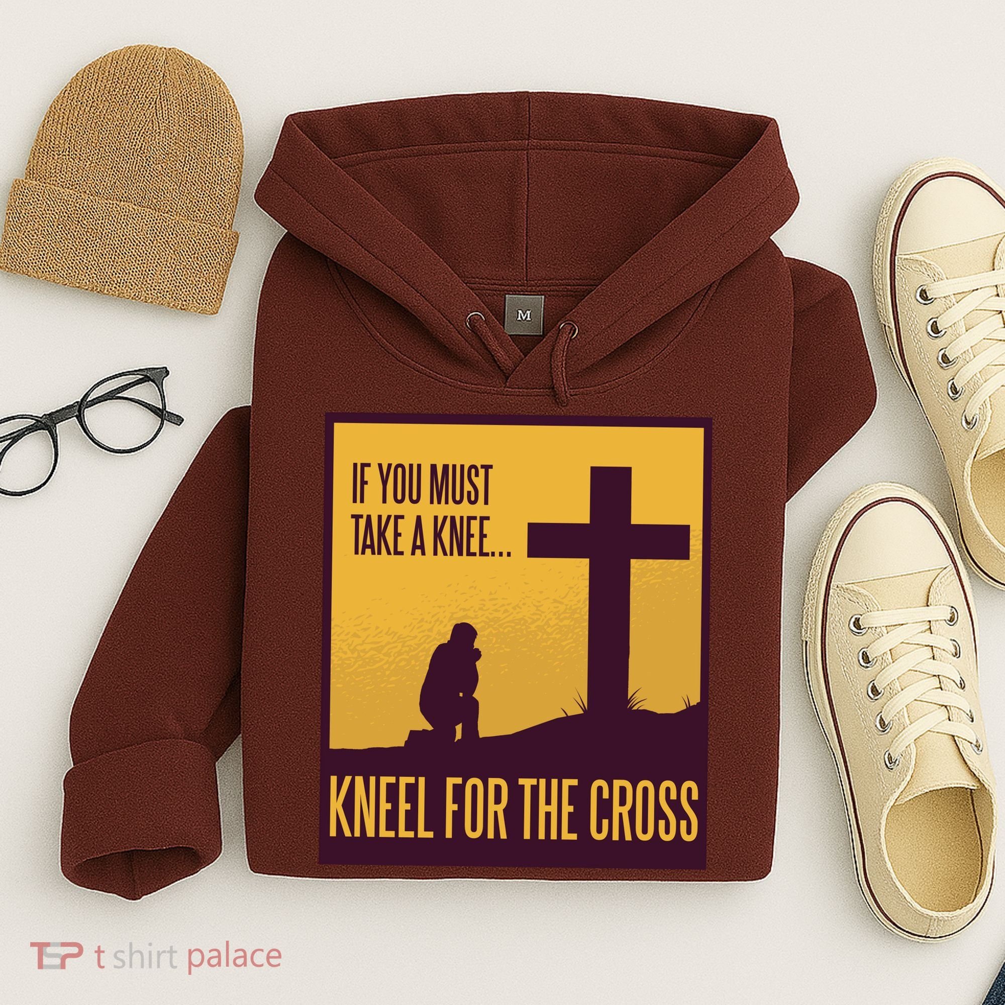 Kneel For The Cross Christian Hoodie