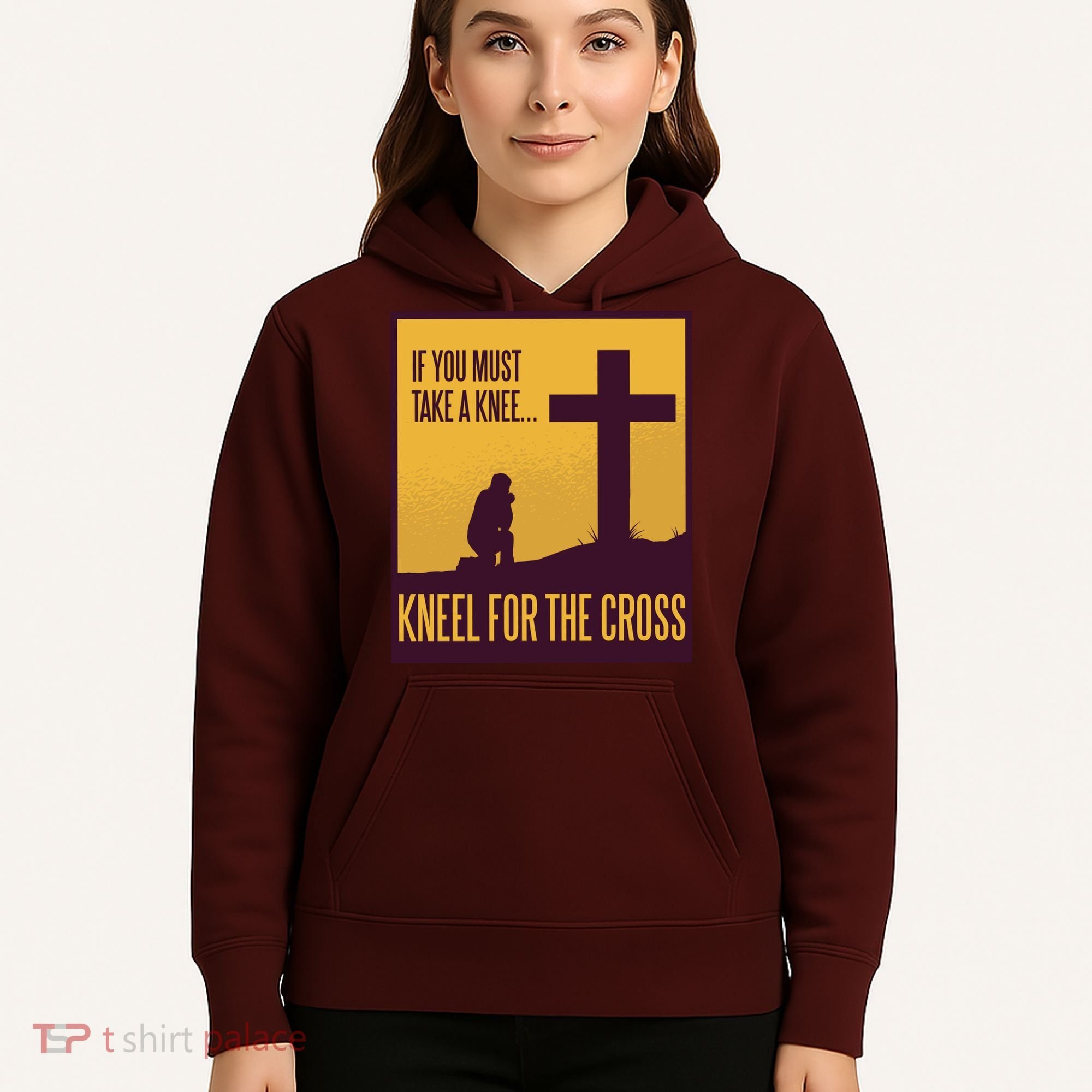 Kneel For The Cross Christian Hoodie