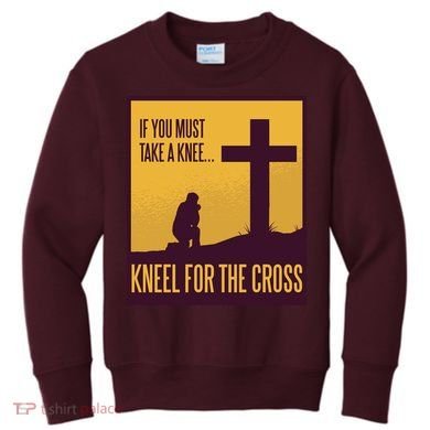 Kneel For The Cross Christian Kids Sweatshirt