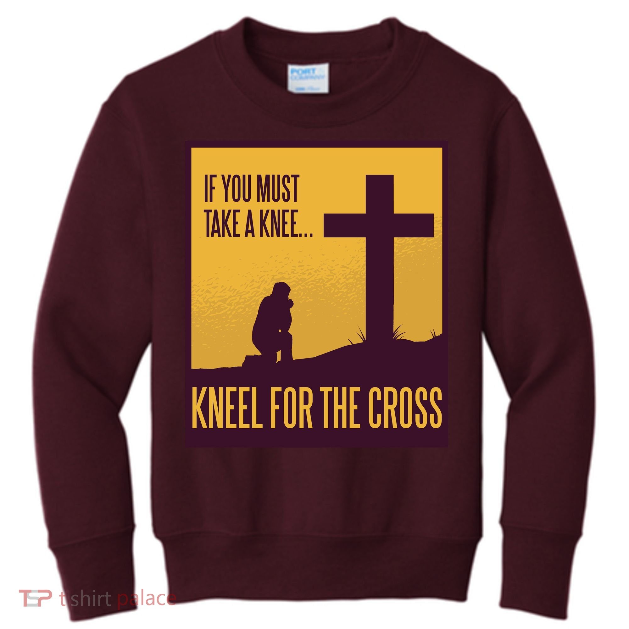 Kneel For The Cross Christian Kids Sweatshirt