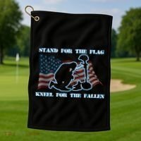 Kneel For The Fallen US Troops Golf Towel thumb 1