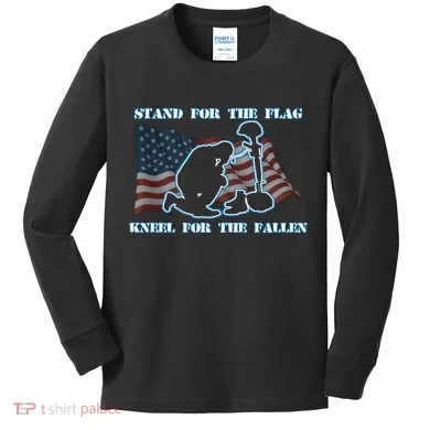 Kneel For The Fallen US Troops Kids Long Sleeve Shirt