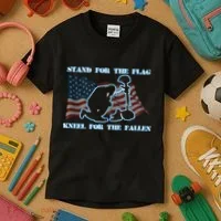 Kneel For The Fallen US Troops Kids T-Shirt thumb 3