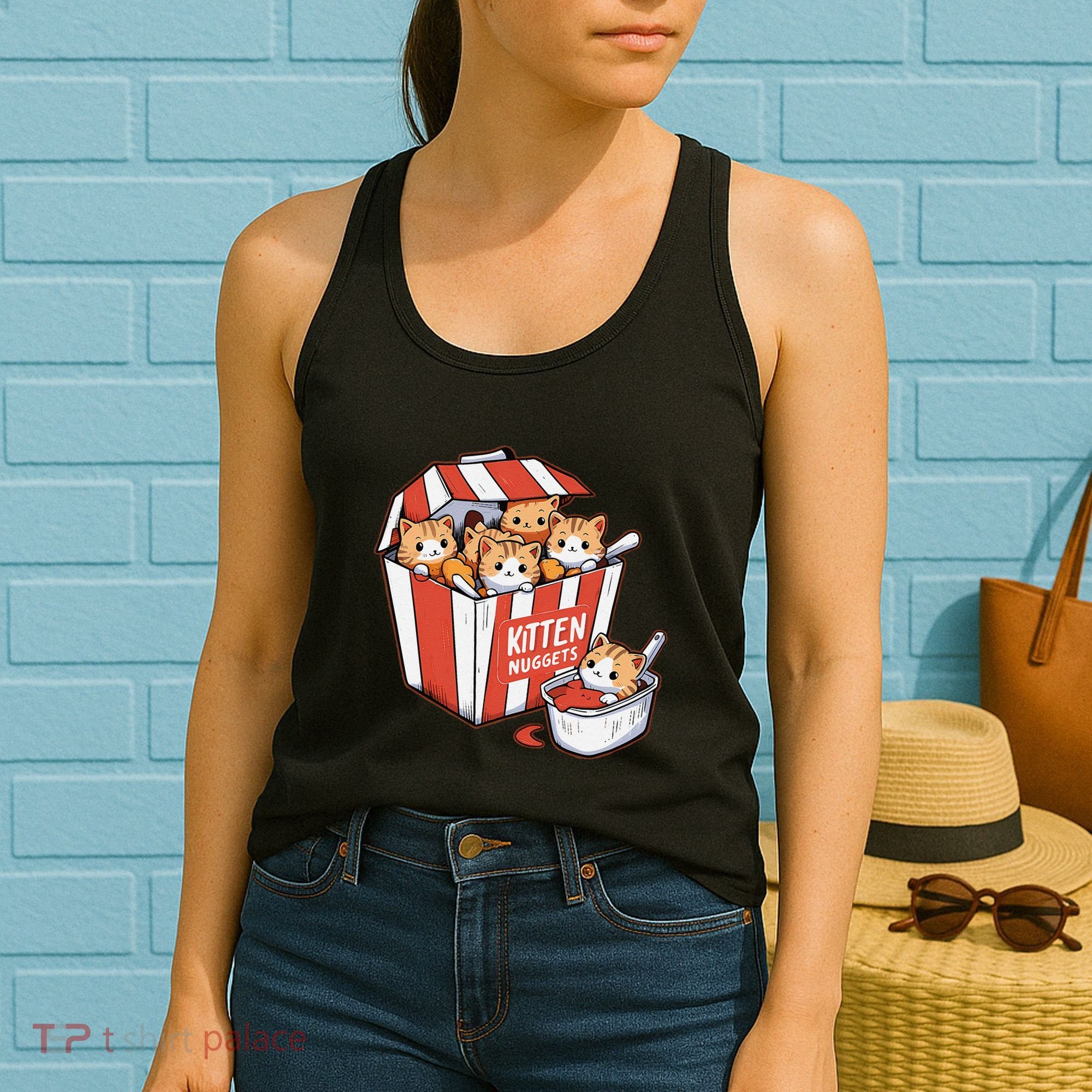 Kitten Nuggets Food Pun Cat Kittens Chicken Nuggets Women's Tank Top