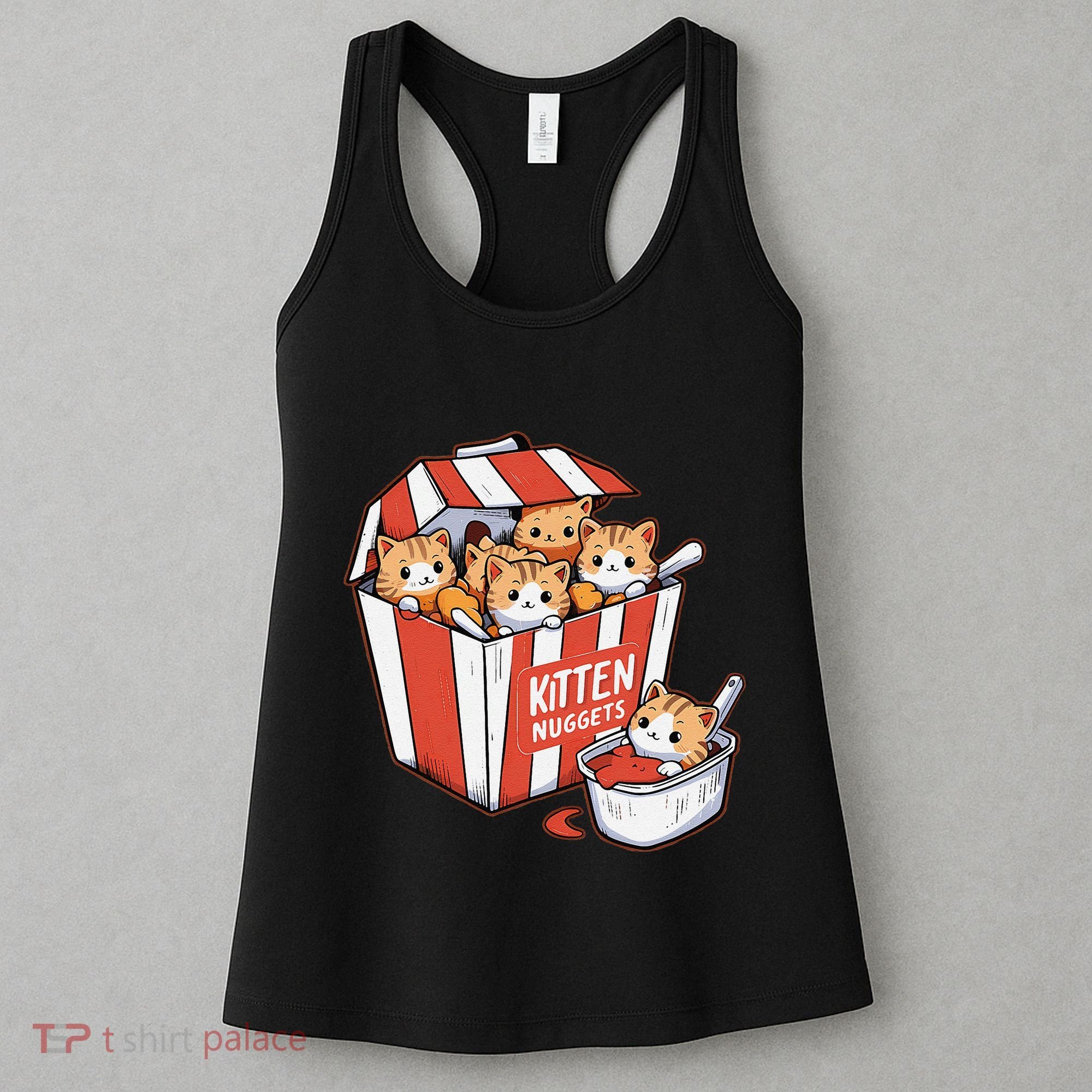 Kitten Nuggets Food Pun Cat Kittens Chicken Nuggets Women's Tank Top